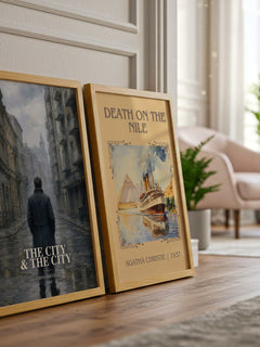 The City & the City watercolour print framed by window – literary home decor