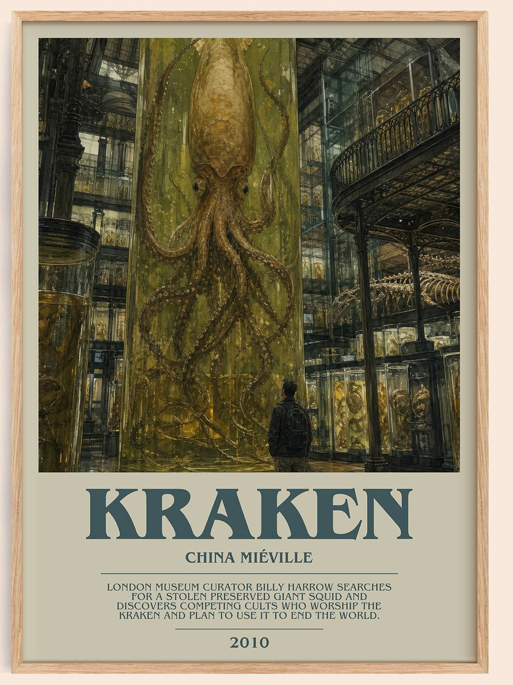 Kraken bookish book poster by China Miéville – framed literary art print