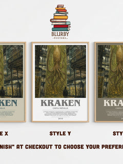Kraken bookish print in frame leaning in hallway – fantasy wall art