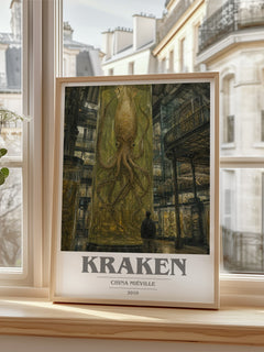 Kraken book cover poster colour and style options – China Miéville book art