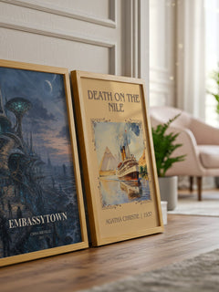 Embassytown watercolour print framed by window – literary home decor