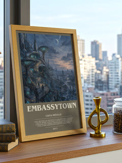 Embassytown bookish print framed by window – literary home decor