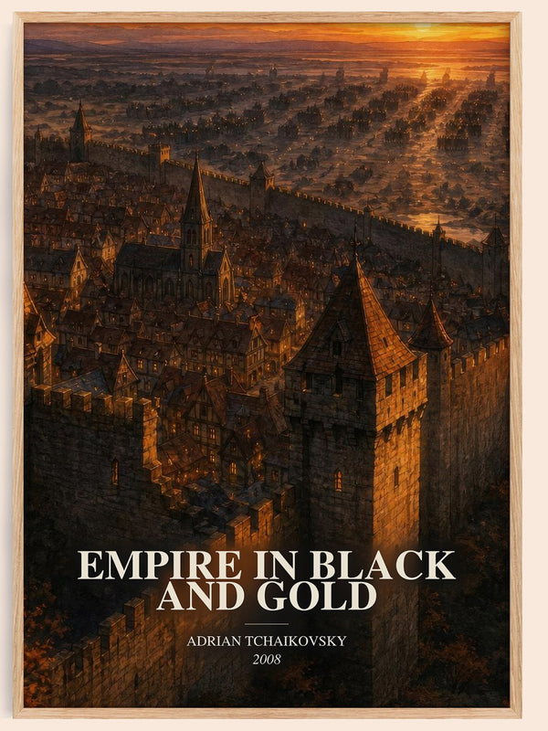 Empire in Black and Gold watercolour book poster by Adrian Tchaikovsky – framed literary art print
