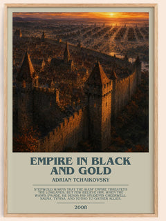 Empire in Black and Gold bookish book poster by Adrian Tchaikovsky – framed literary art print