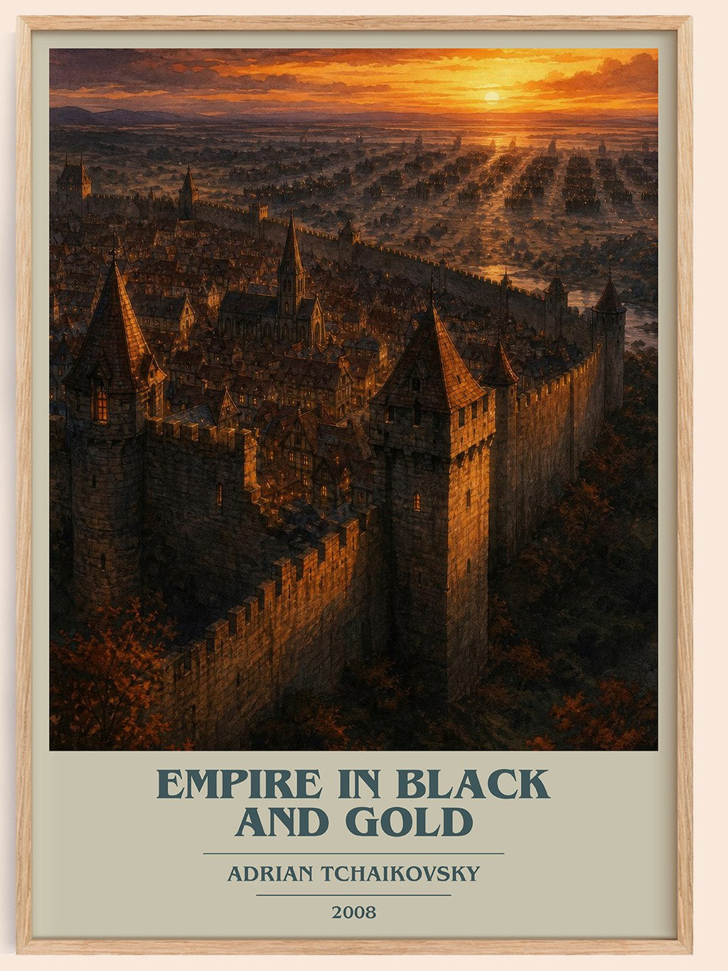 Empire in Black and Gold book cover book poster by Adrian Tchaikovsky – framed literary art print