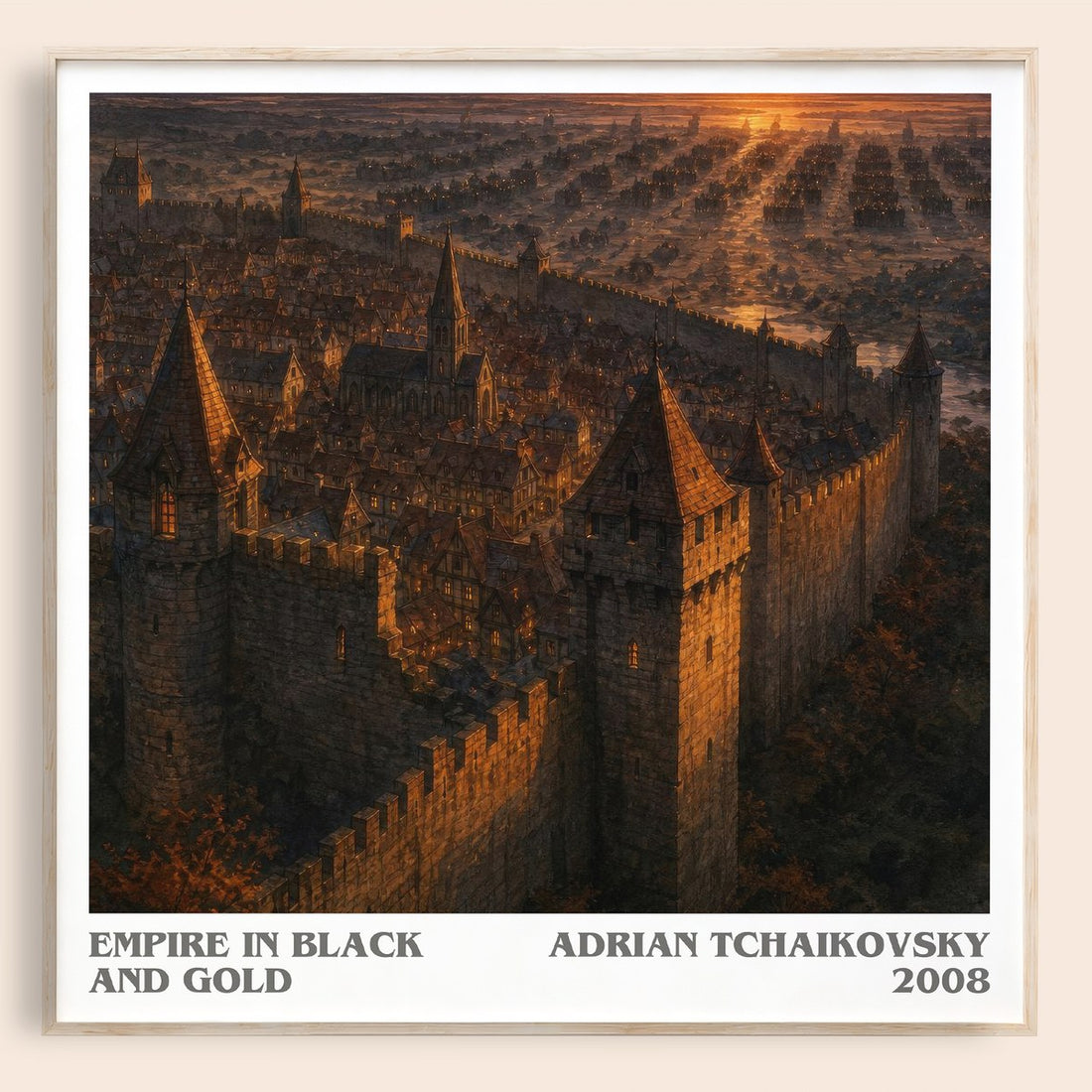 Empire in Black and Gold literary book poster by Adrian Tchaikovsky – framed literary art print