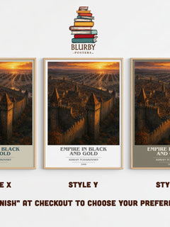 Empire in Black and Gold book cover print in frame leaning in hallway – fantasy wall art