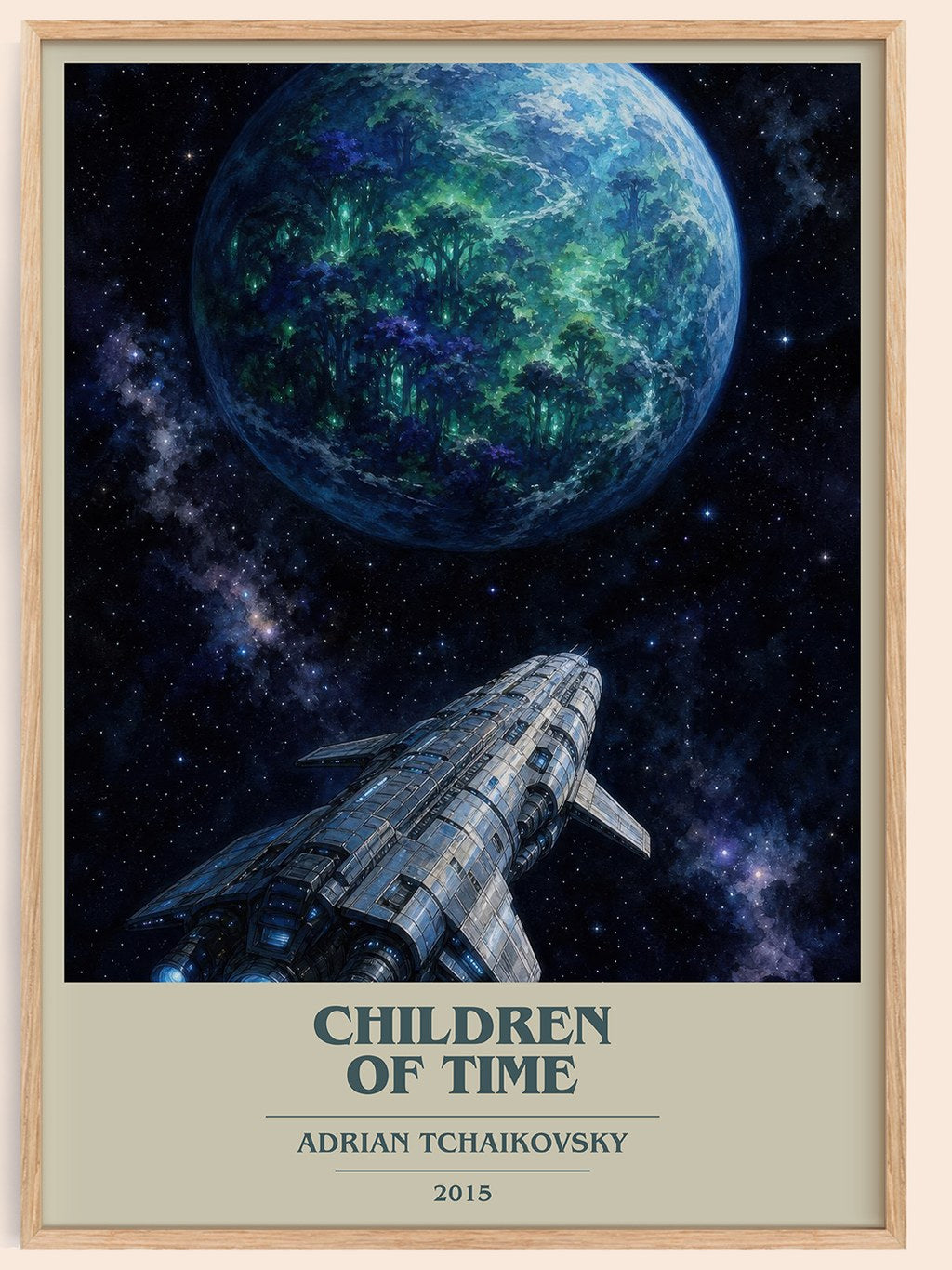 Children of Time book cover book poster by Adrian Tchaikovsky – framed literary art print
