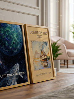 Children of Time watercolour print framed by window – literary home decor