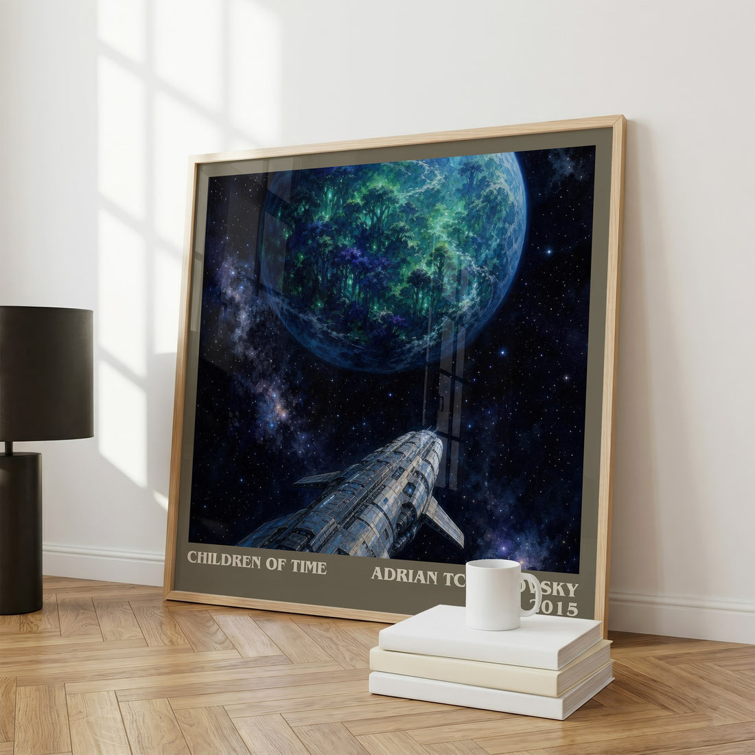 Children of Time literary print framed by window – literary home decor