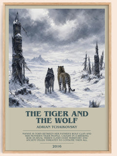 The Tiger and the Wolf Bookish Wall Art by Adrian Tchaikovsky – framed poster