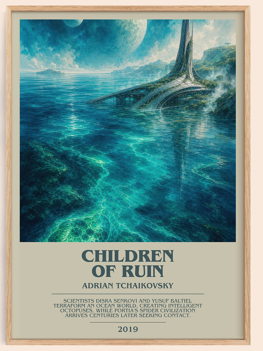 Children of Ruin bookish book poster by Adrian Tchaikovsky – framed literary art print