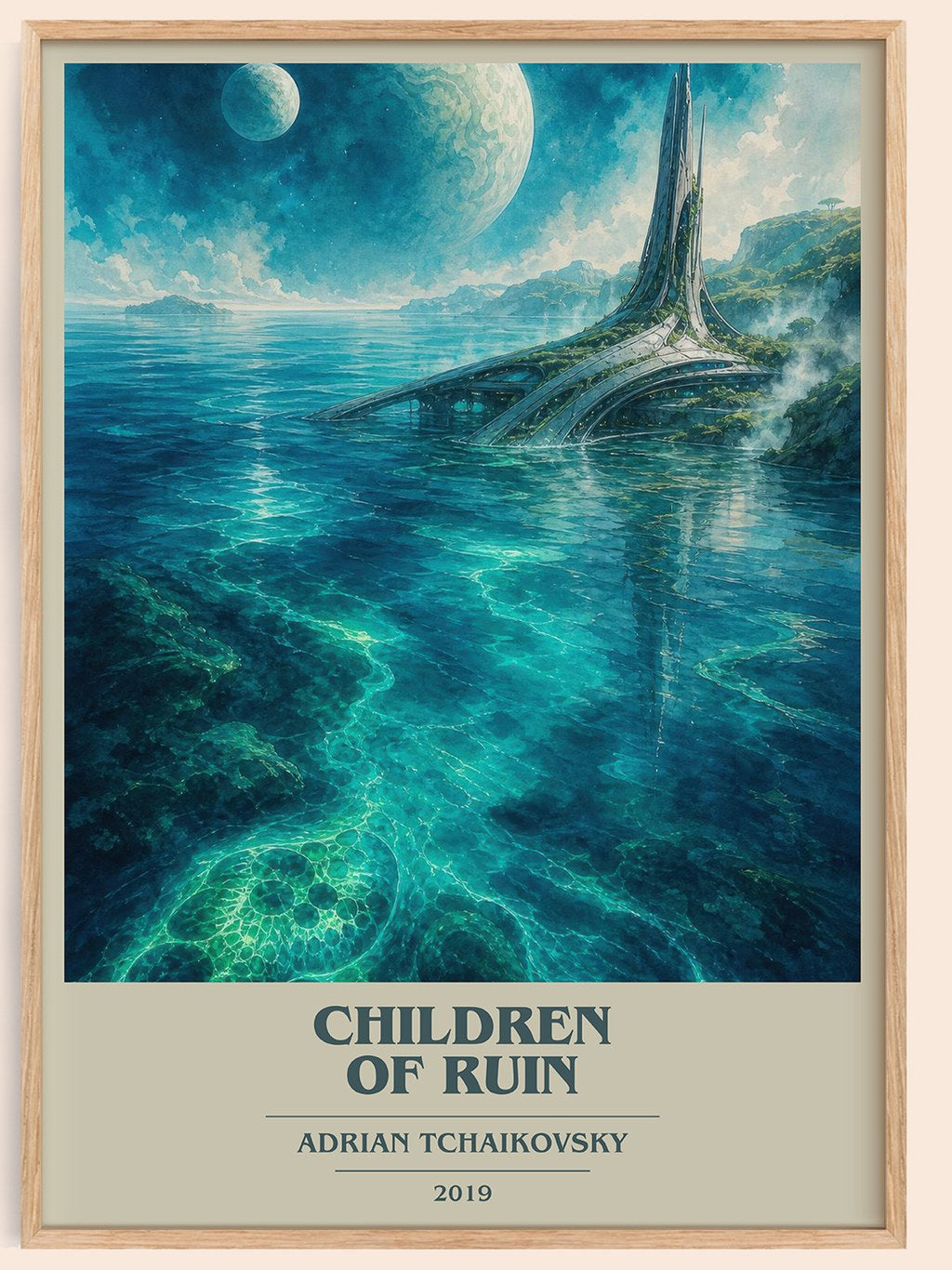 Children of Ruin book cover book poster by Adrian Tchaikovsky – framed literary art print