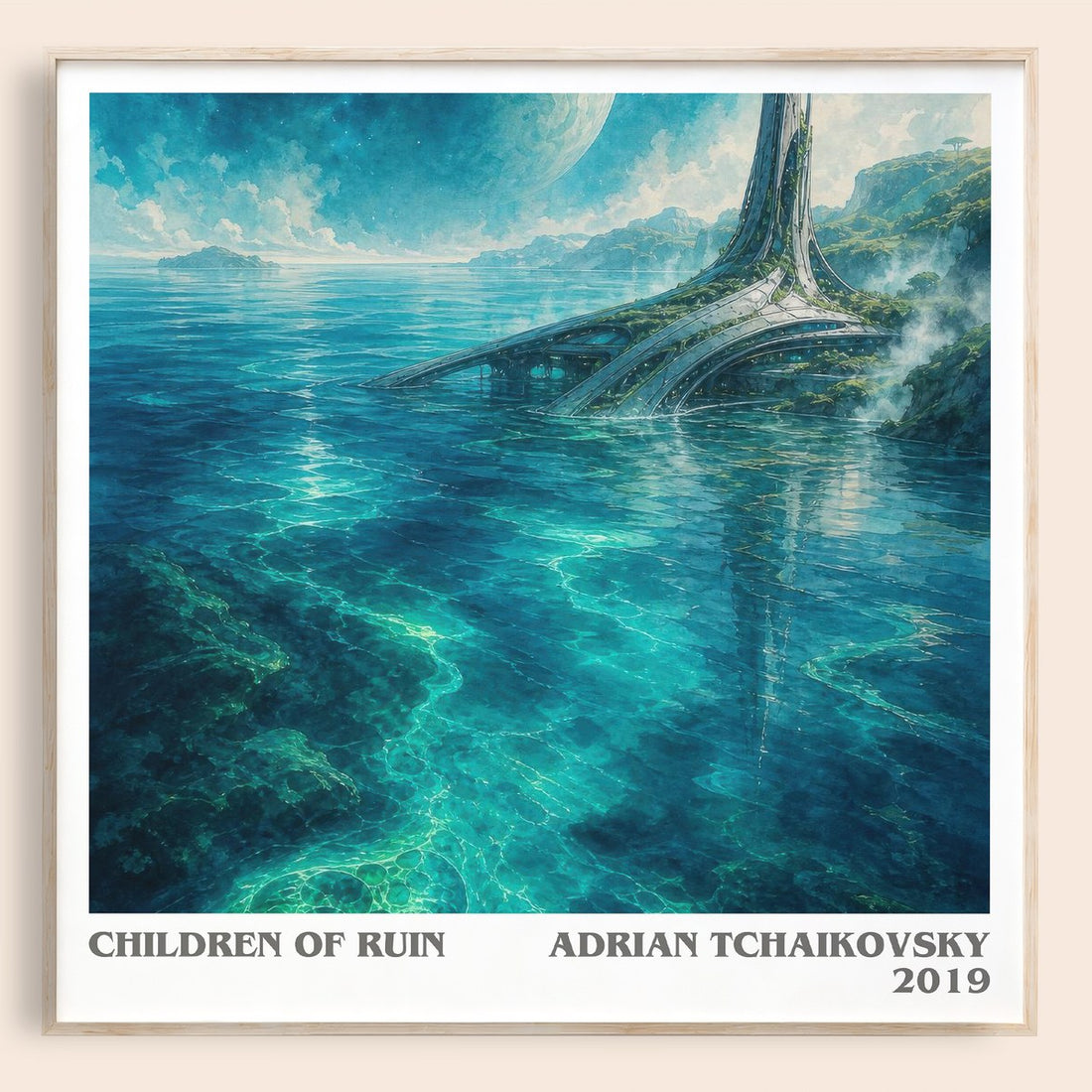 Children of Ruin literary book poster by Adrian Tchaikovsky – framed literary art print