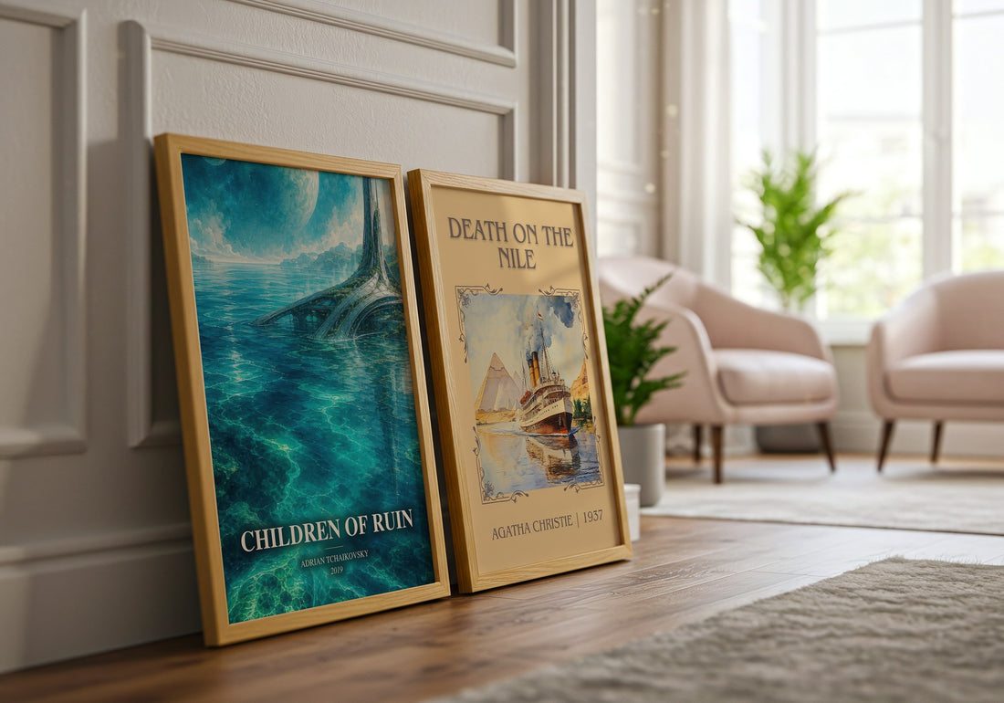 Children of Ruin watercolour print framed by window – literary home decor