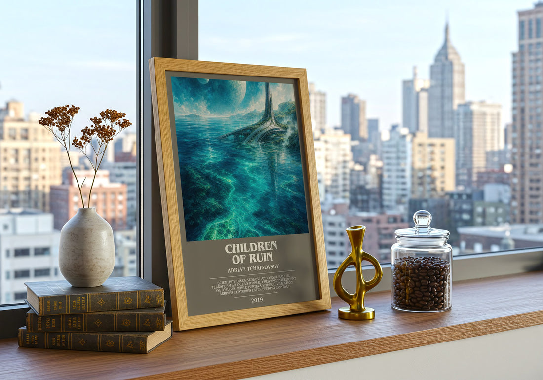 Children of Ruin bookish print framed by window – literary home decor