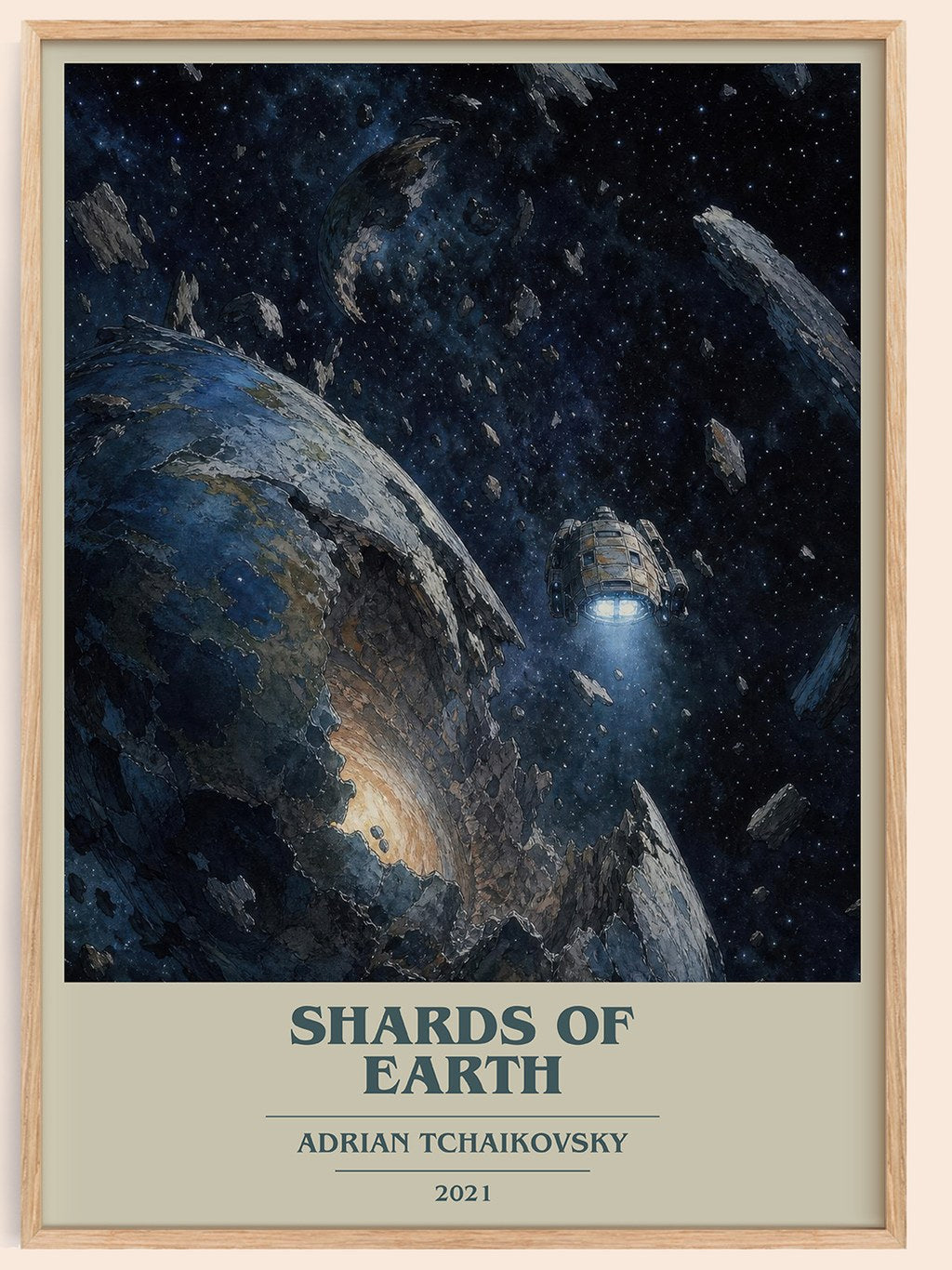Shards of Earth book cover book poster by Adrian Tchaikovsky – framed literary art print
