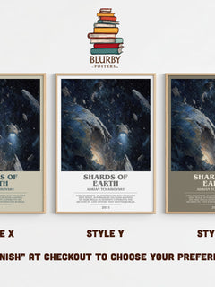 Shards of Earth bookish print in frame leaning in hallway – sci fi wall art