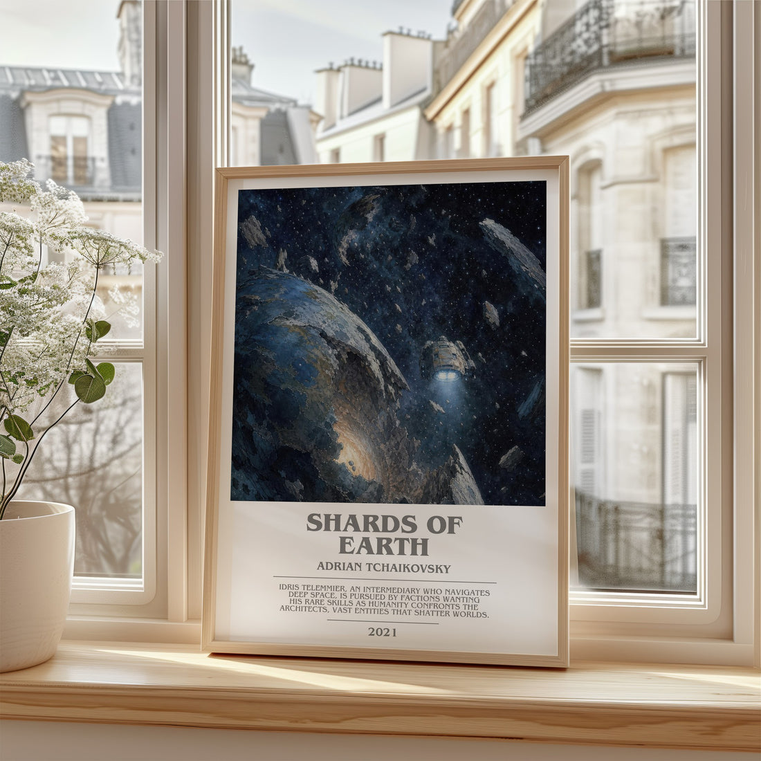 Shards of Earth bookish poster colour and style options – Adrian Tchaikovsky book art