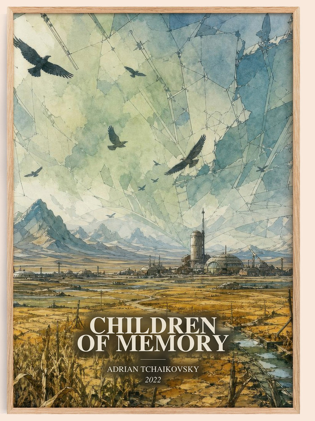 Children of Memory watercolour book poster by Adrian Tchaikovsky – framed literary art print