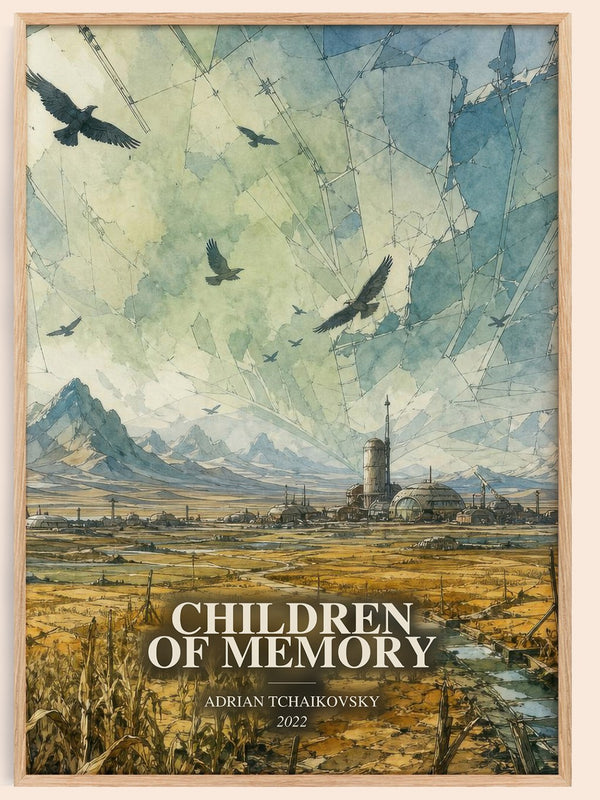 Children of Memory watercolour book poster by Adrian Tchaikovsky – framed literary art print