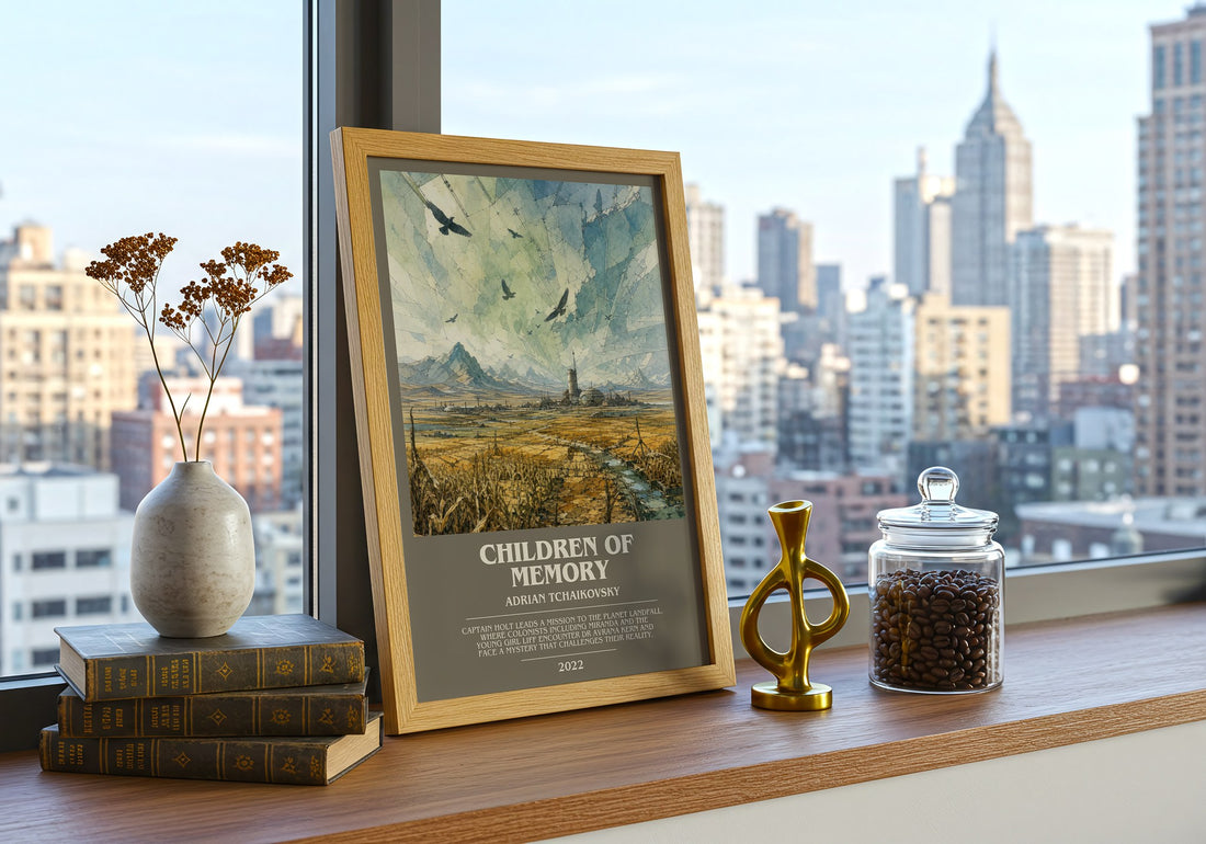 Children of Memory bookish print framed by window – literary home decor