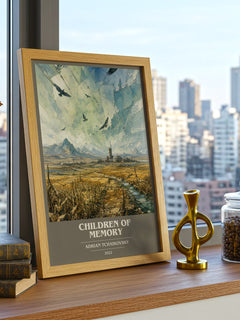 Children of Memory book cover print framed by window – literary home decor