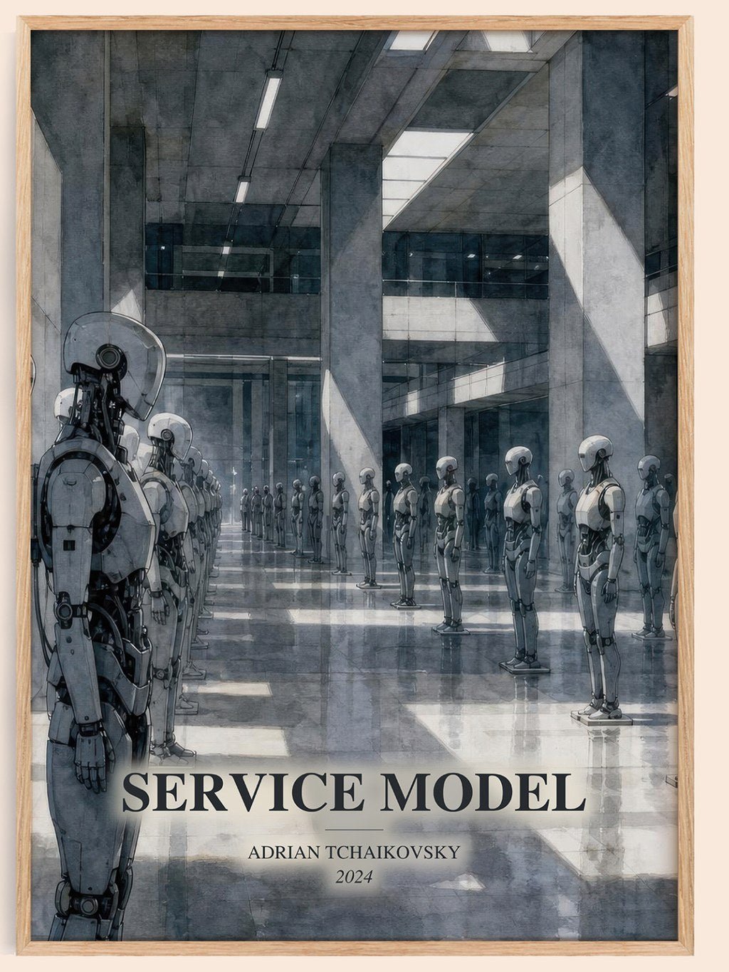 Service Model watercolour book poster by Adrian Tchaikovsky – framed literary art print