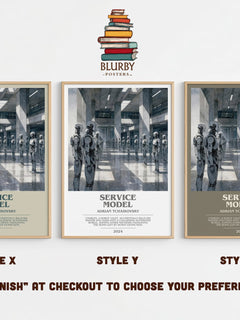 Service Model bookish print in frame leaning in hallway – sci fi wall art