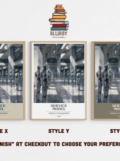 Service Model book cover print in frame leaning in hallway – sci fi wall art