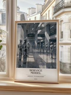 Service Model book cover poster colour and style options – Adrian Tchaikovsky book art