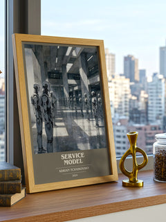 Service Model book cover print framed by window – literary home decor