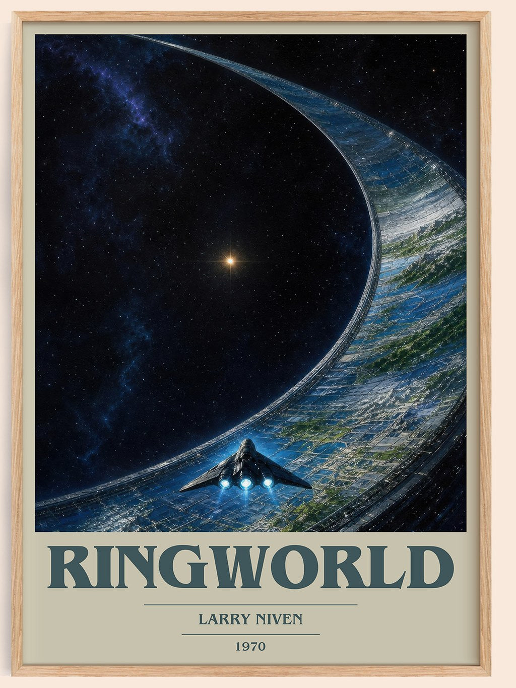 Ringworld book cover book poster by Larry Niven – framed literary art print