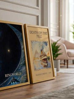 Ringworld watercolour print framed by window – literary home decor