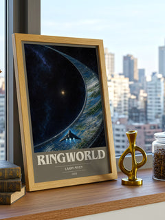 Ringworld book cover print framed by window – literary home decor