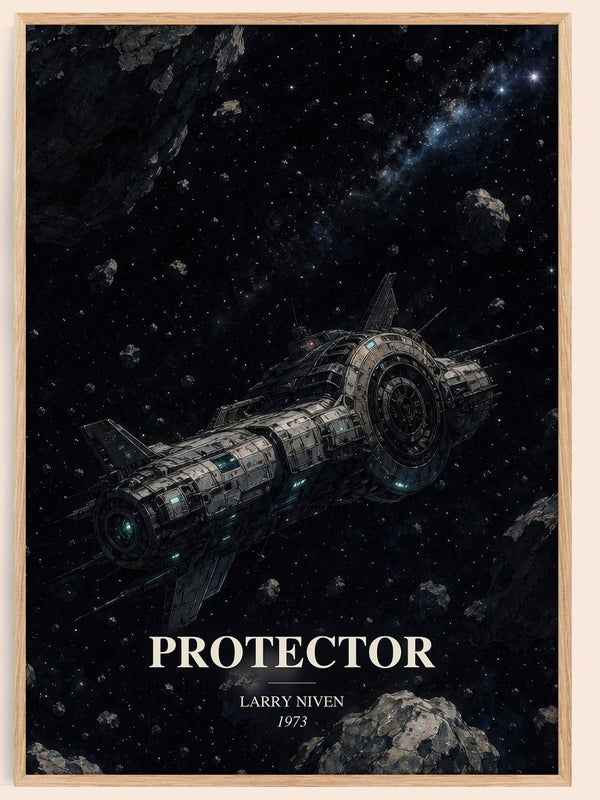 Protector watercolour book poster by Larry Niven – framed literary art print