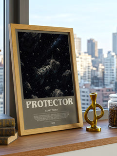 Protector bookish print framed by window – literary home decor