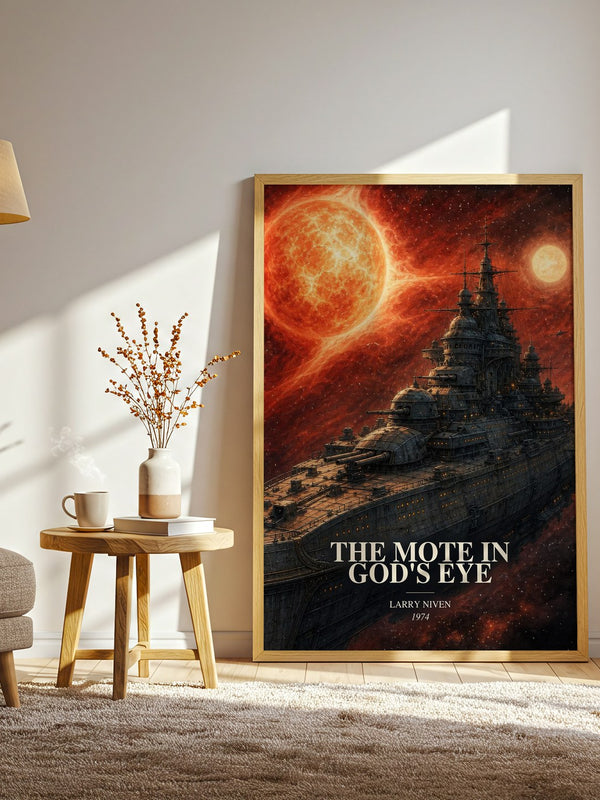 The Mote in God's Eye watercolour print in frame leaning in hallway – sci fi wall art