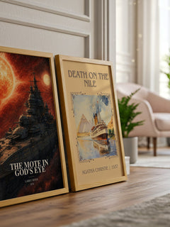 The Mote in God's Eye watercolour print framed by window – literary home decor