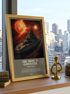 The Mote in God's Eye bookish print framed by window – literary home decor