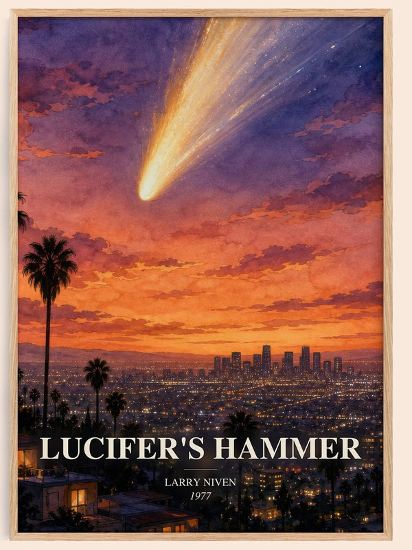 Lucifer's Hammer watercolour book poster by Larry Niven – framed literary art print