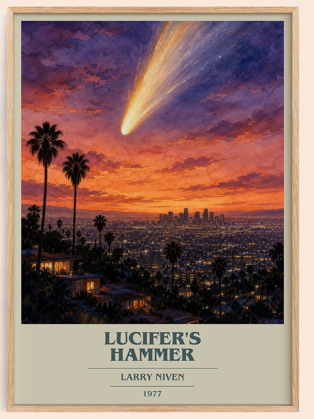 Lucifer's Hammer book cover book poster by Larry Niven – framed literary art print