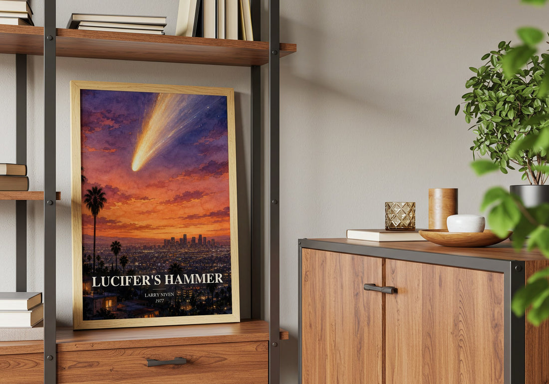 Lucifer's Hammer book watercolour illustration paper finish options – matte satin gloss