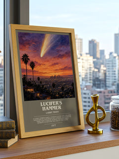 Lucifer's Hammer bookish print framed by window – literary home decor