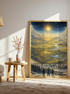 The Ringworld Engineers watercolour print in frame leaning in hallway – sci fi wall art
