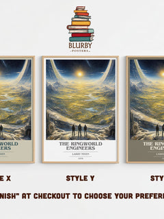 The Ringworld Engineers book cover print in frame leaning in hallway – sci fi wall art