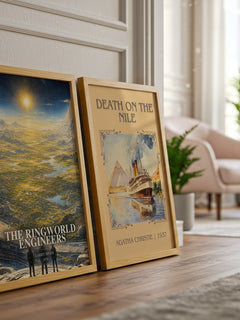 The Ringworld Engineers watercolour print framed by window – literary home decor