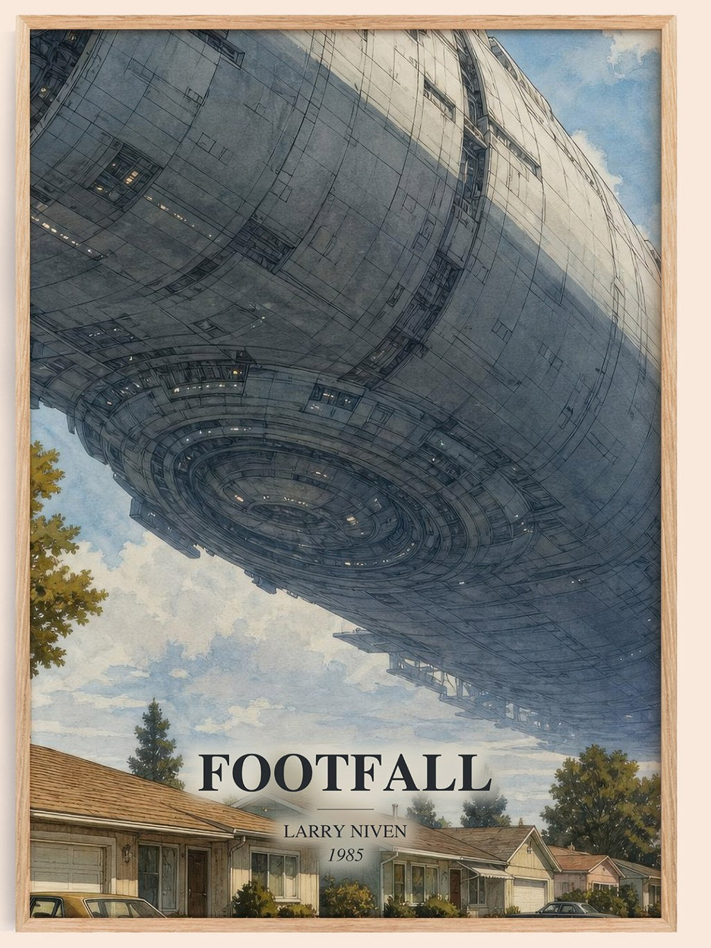 Footfall watercolour book poster by Larry Niven – framed literary art print