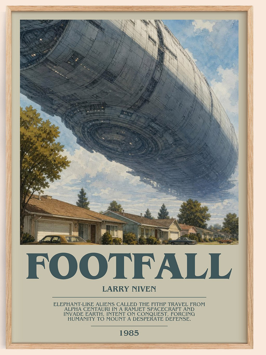 Footfall bookish book poster by Larry Niven – framed literary art print