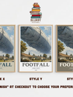 Footfall book cover print in frame leaning in hallway – sci fi wall art